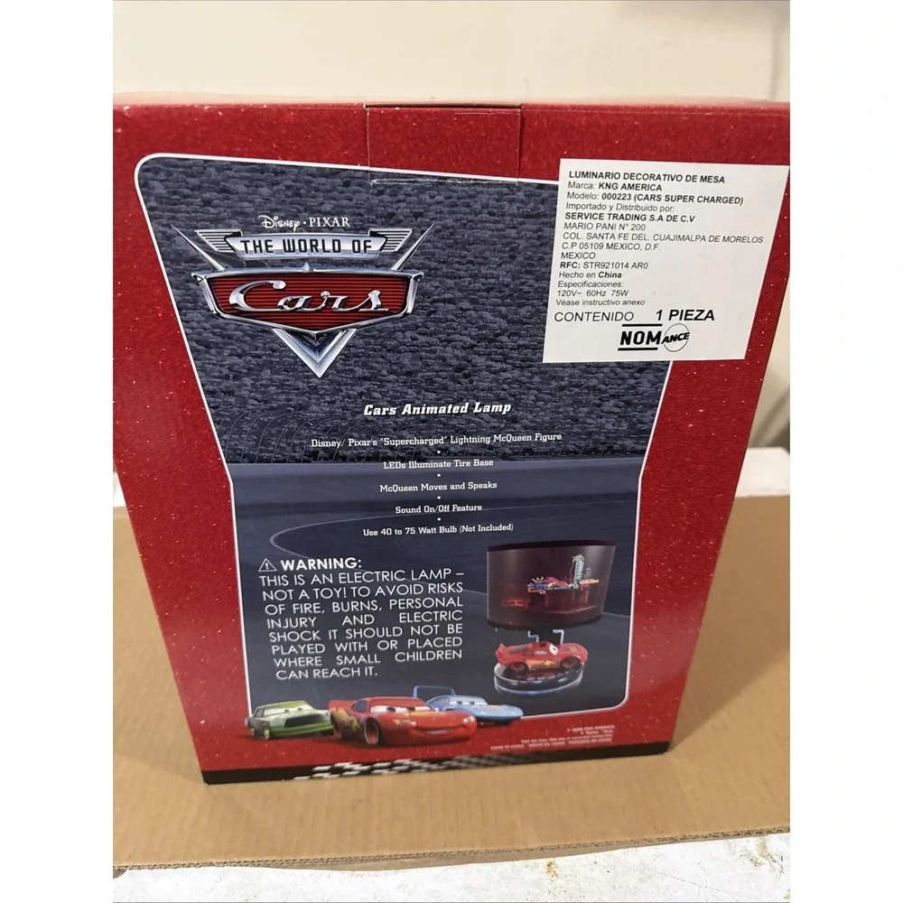Disney Pixar Cars Table Lamp Animated Lightning McQueen 2008 New In Box‎